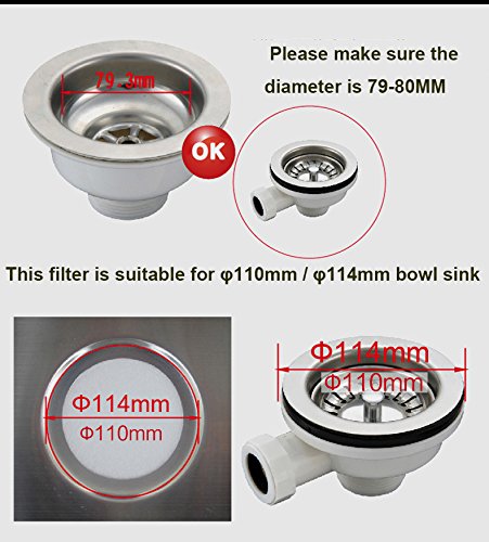 2x Siebkörbchen für Handbetätigung mit Durchmesser 79-80 mm, Doppelte Edelstahl - 3