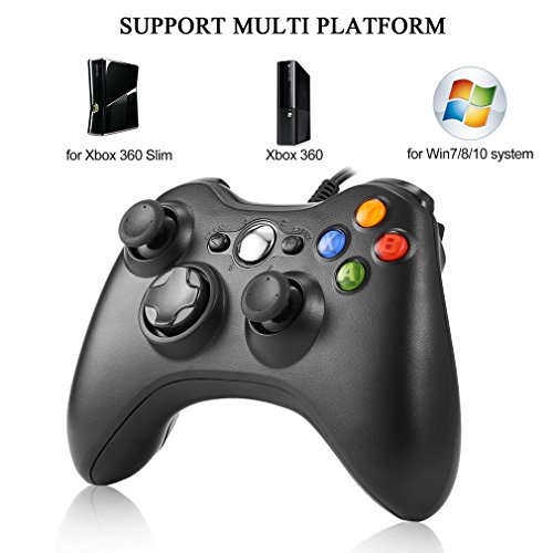Xbox 360 Controlador de Gamepad Joypad con Vibración para PC Windows XP/7/8/1 Negro Mando