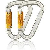 SOB Climbing Carabiners Locking Carabiner,Heavy Duty Carabiner Hook with Screw Cap, Made of Aerospace Aluminum 7075, 2PCS