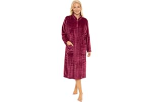 Suzy & Me Ladies Zip Front Soft Embossed Fleece Dressing Gown
