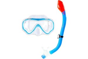 TWO BARE FEET Kids Mask DRY TOP Snorkel Silicone 2PC Junior Diving Set
