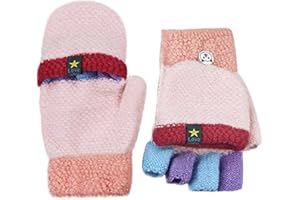 AfinderDE Kinder Fausthandschuhe Mädchen jungen Abnehmbare Klappe Strickhandschuhe Fäustlinge Handschuhe Fingerhandschuhe Fingerlos Halb Handschuhe Strick Handschuhe Winterhandschuhe