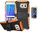 Produktbild ISENPENK Samsung Galaxy S7 Edge(2016)/G935F/S7 Edge Duos Stand Case mit Panzerglas Schutzfolie,TPU+PC Ultra Slim Silikon Tough Rugged Dual-Layer Hardcase with Built-in Kickstand Thin Schutzhüllen,Wasserdicht Shockproof Anti Slip Protection Hülle Tasche für Samsung Galaxy S7 Edge(2016)/G935F/S7 Edge Duos 5.5Zoll-[orange]+Panzerglas/Schutzfolie/Displayschutzfolie