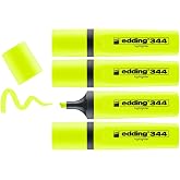 edding 344 fosforlu kalem, sarı, 4'l&uuml; set, 2-5 mm kesik ucu