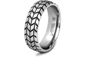 PAURO Unisexe Pneu Créatif Motard Bague Homme Femme Acier Inoxydable