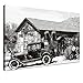 Produktbild LANA KK Leinwandbild"Gasstation SW" Auto und Oldtimer auf Echtholz, Schwarz/Weiß, 80 x 60 cm