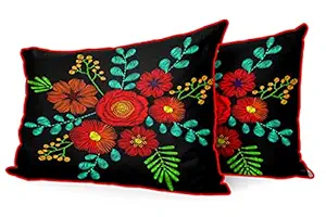 DreamVio Jute Fabric Printed Decorative Pillow/Throw/Cushion Covers for Living Room, Bed Room, Sofa,Chairs,Pillow Cases, Pillow Covers Set of 2, Size 12x18 Inches Style9