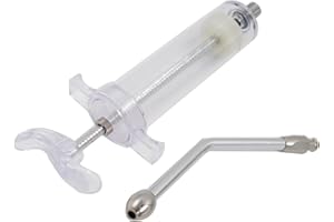 CUYACILI 50ml Seringue pour Animaux de Compagnie en Métal avec Tube Médecine Distributeur Pet Pill Dispenser Réutilisable pour Chat Chien Oiseau