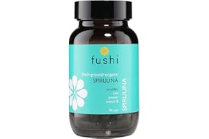 Fushi Organic Spirulina 500 mg, 90 Caps | Cold Processed | Vegan Protein source | Best for Iron, Protein, Vitamin B | Ethical & Vegan Society Approved | Manufactured in the UK
