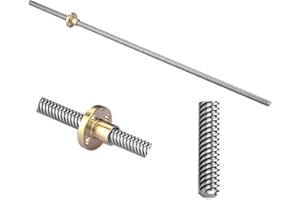 S SIENOC 400mm 3D Impresora 8mm Rodamiento Acero T8 Tornillo de plomo trapezoidal Varilla Barra lineal + Tuerca de latón (Typ-1, 1Set, 400mm)