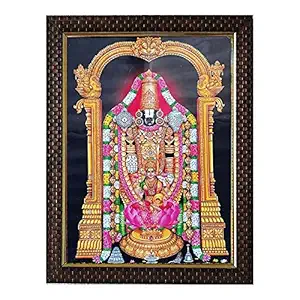 Lalitha Photo Frame Works Tirumala Tirupati Balaji Venkateswara Swamy Photo Frame for Pooja