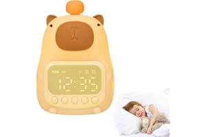 ZINUEEN Capybara Luz Nocturna y Despertador Infantil, Silicona Capibara de Mesita de Noche Con Dos Alarmas para Niños