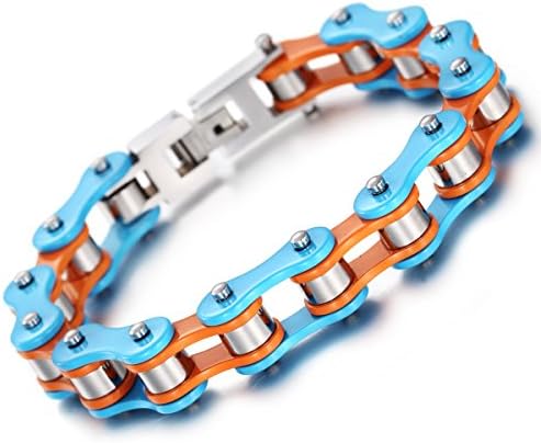 Heyrock Rainbow Color Bicycle Chain Stainles Steel Bracelet Strong Motorcycle Bike Chain Bangle Mens Jewelry