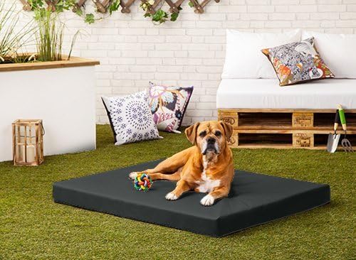 Pet Klub Black 'Rocky' PVC Water and Chew Resistant Large Dog Bed - 100cm x 80cm