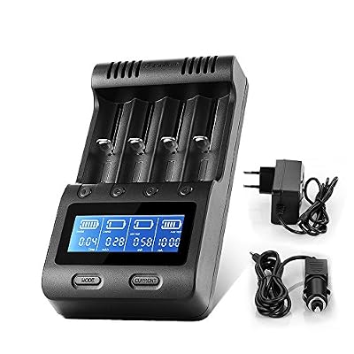 Zanflare C4 Chargeur de Piles Rapide, Chargeur d’accus Intelligent avec Fonction de Batterie, Ecran LCD pour Piles Rechargeables A, AA, AAA, Accus 18650, 26650 26500,22650, 18490, 17670, 17500, 17355, Ect