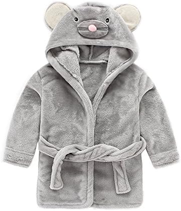 IEUUMLER Baby Hooded Nightgown Cartoon Squirrel Flannel Sleepwear Girls Boys Homewear Pajamas Kids Soft Bath Robe 0-6 Years IE002