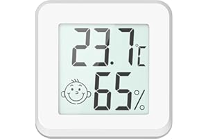 PITASHA Digital Hygrometer Thermometer Mini, Indoor Room Temperature Monitor and Humidity Meter Temperature Humidity Gauge with Comfort Display, ℃/℉ Selectable for Home Office Car (white)
