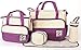 5pcs Baby Nappy Changing Bag Set Diaper Bag Multifunctional Mummy Handbag Shoulder Bag Mat (Purple)