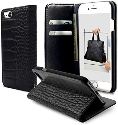 iPhone 8 Case, MUTURAL Premium PU leather Case, Flip Folio Book Case, Money Pouch Wallet Cover with Stand Function, Card Slots &amp; ID Holder and Magnetic Closure for iPhone 7/iPhone 8 (Black)