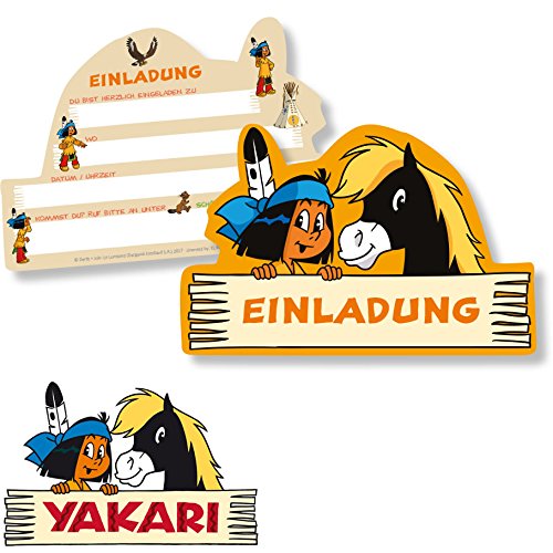 6 Einladungskarten * YAKARI * für Kinderparty und Kindergeburtstag von DH-Konzept // Indianer Indianerjunge Sioux Kleiner Donner Einladungen Invites Party Set