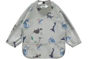 norinori Baby Weaning Bib With Sleeves Feeding Bibs - Waterproof Bibs Coverall bibs for baby toddler from 6-36 Months soft With Large Pocket Easy to Clean