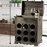 Design Wein Flaschen Aufbewahrung Regal Holz Truhe braun Metallbeschlag Kolonial Stil Harms 304004