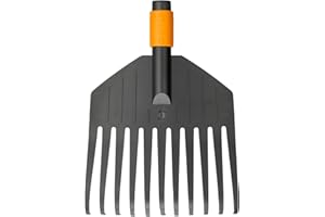Fiskars Laubbesen, Werkzeugkopf, Klein, 11 Zinken, Breite: 21,3 cm, Kunststoff-Zinken, Schwarz/Orange, QuikFit, 1000659