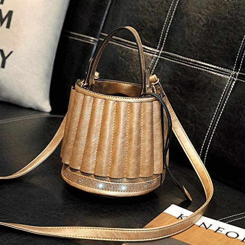 Preisvergleich Produktbild RKY Umhängetasche - PU, Retro Laterne Tasche Persönlichkeit Handtasche Kreative Tischlampe Schulter geschlungen weiblichen Eimer Tasche - 5 Farben optional / - / (Farbe : Champagner)