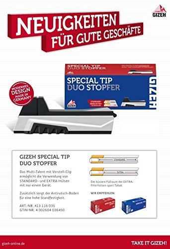 Gizeh Special Tip Duo Stopfer geeignet für Extra-Hülsen und normale Hülsen, Zigarettenstopfmaschine,Zigarettenstopfer,Zigarettenfertiger,Zigarettenmaschine - 2