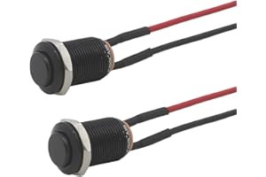 Coolais 2 stuck drucktaster rastend drucktastenschalter 220v ein und ausschalter klein einbau druckschalter wasserdichter schalter 230v elektronik schalter schwarz (mit Draht) PBSL-04