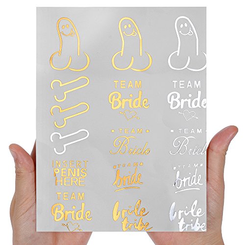Goldge 2er Gold Temporäres Tattoo Aufkleber Partz Braut Hochzeit für Junggesellinnenabschied