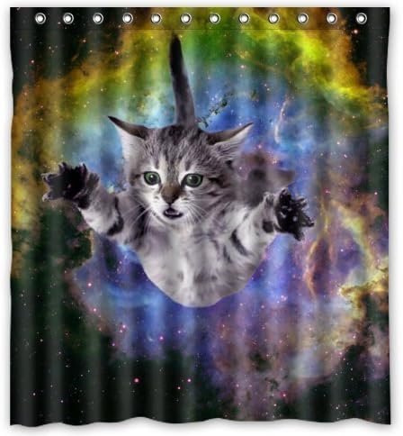Space Cat Water-Proof Polyester Fabric (66" x 72" ) Shower Curtain