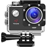 Victure Action Camera 12MP Full HD 1080P Waterproof Action Cam 30M Diving Underwater Camera with 26 Mounting Accessories, 170 Degree Wide Angle, IP68 Waterproof Case and 1050mAh Rechargeable