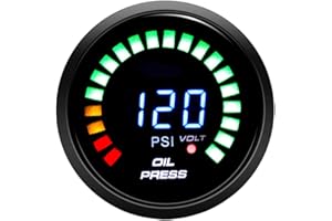 ETOPARS Motor de Coche Auto Digital 2 Pulgadas 52mm Medidor de Presión de Aceite Puntero Kit Refuerzo Pantalla Indicador de luz LED Tinte Humo Len Calibre Carreras