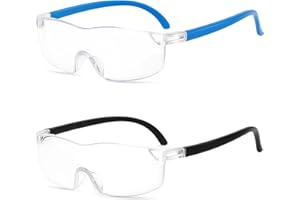 Lotnery 2 Pack Magnifying Glasses: 300% Black & 500% Blue Wearable Magnifier | Hands-Free for Visually Impaired | Anti-Blue Light Reading Glasses | Magnifying Glasses for Hobbies & Close Work Crafts