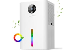 AONELAS Deshumidificador Electrico Portátil,1.8LML Deshumidificador para el Hogar, Silencioso,Descongelación Automática,Apagado Automático,7 Colores Luz,Deshumificador para Dormitorio.