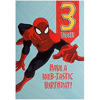 Hallmark Spiderman 3rd Birthday Card 'Webtastic' - Medium: Amazon.co.uk ...