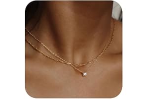 SLOONG 2 Stück Layering Ketten Set 14K Goldkette & Silber Wasserfest Choker Kette Damen Gold Halskette mit CZ Anhänger Y Kette Panzerkette Gold Halskette für Frauen Damen Schmuck