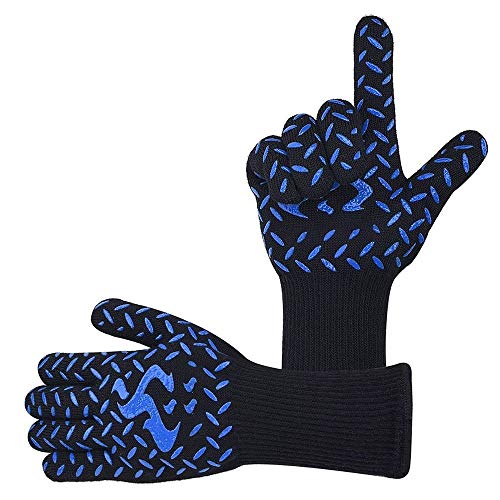 spécification Gants de barbecue, Gants résistant à la chaleur de 932 ° F pour barbecue, four, Grill, Cheminée, Cuisson au four, Cuisson, (Color : Blue, UnitCount : 1 Pairs)