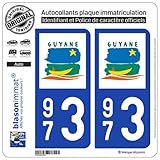 blasonimmat 2 Autocollants Plaque immatriculation Auto 973 Guyane - Logotype