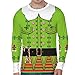 Produktbild FN007 Herren Herbst und Winter Digitaldruck Weihnachten Rundhalsausschnitt langärmeliges T-Shirt 3D Weihnachtsdruck langärmliger O-Ausschnitt Sporthemd Punkt dreidimensionales Hemd (Grün, XL)