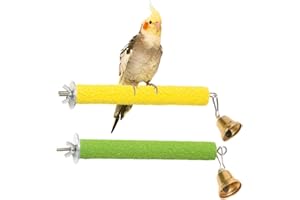 CPJJ 2 Pezzi posatoio limaunghie per pappagalli Con campana,Ganasce robuste e antiscivolo,per Pappagalli Uccello Masticare Giocattoli