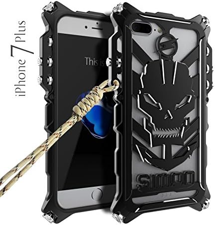 iPhone 7 Plus Case,Eastcoo Premium Aluminum Military Heavy Duty Armor Case[With Lanyard][Edge Protection][Minimalistic] Defender Strong Protective Bumper Case For iPhone 7 Plus(Black)