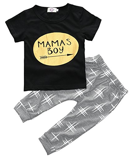Zhuannian Baby Boys Letter Print T-shirt and Trousers Outfit (6-9months)
