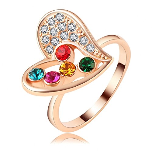 Aooaz Free Engraving Womens Ring Heart Rose Gold Wedding Ring Promise Ring Novelty Ring Jewelry