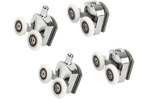 WeddHuis 4 Pezzi rotelle box doccia doppie da 23 mm,rotelle per porta doccia doppie 23 mm,resistenti e silenziose,per porte in vetro con spessore di 3-6 mm (23 mm)
