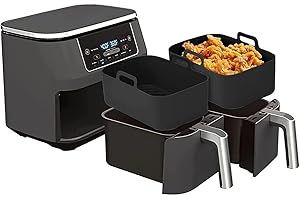 HANDS DIY 2PCS Silicone Air Fryer Liners for Ninjas Dual Air Fryer, Double Silicone Pot for Ninja Dual Air Fryer Reusable Silicone Air Fryer Liner Air Fryer Accessories Airfryer Liner for Ninja Foodi