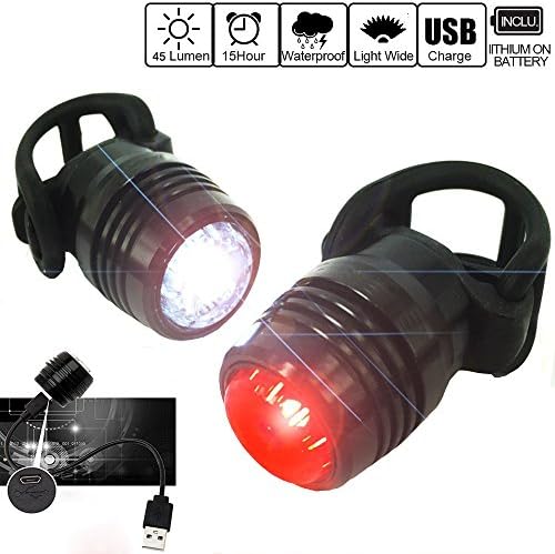 RAYPAL Bike TailLight Set - USB Rechargeable Water Resistant bike light for Cycling, Running &amp; Backpacks MTB &amp; Road Easy for Adult and Kids