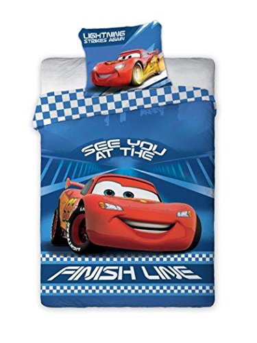Disney Cars Baby Bettwäsche 100x135 cm, Kissen 40x60 cm 100 % Baumwolle Blau