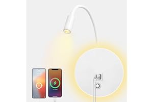 HUIZHOU Leselampe Wandmontage12W,Touch Control Wandlampe Dimmbar und USB Ladeanschluss,360° Drehbare Nachttischlampe Geeignet für Schlafzimmer, Treppen, Flure, Büros (weiß)